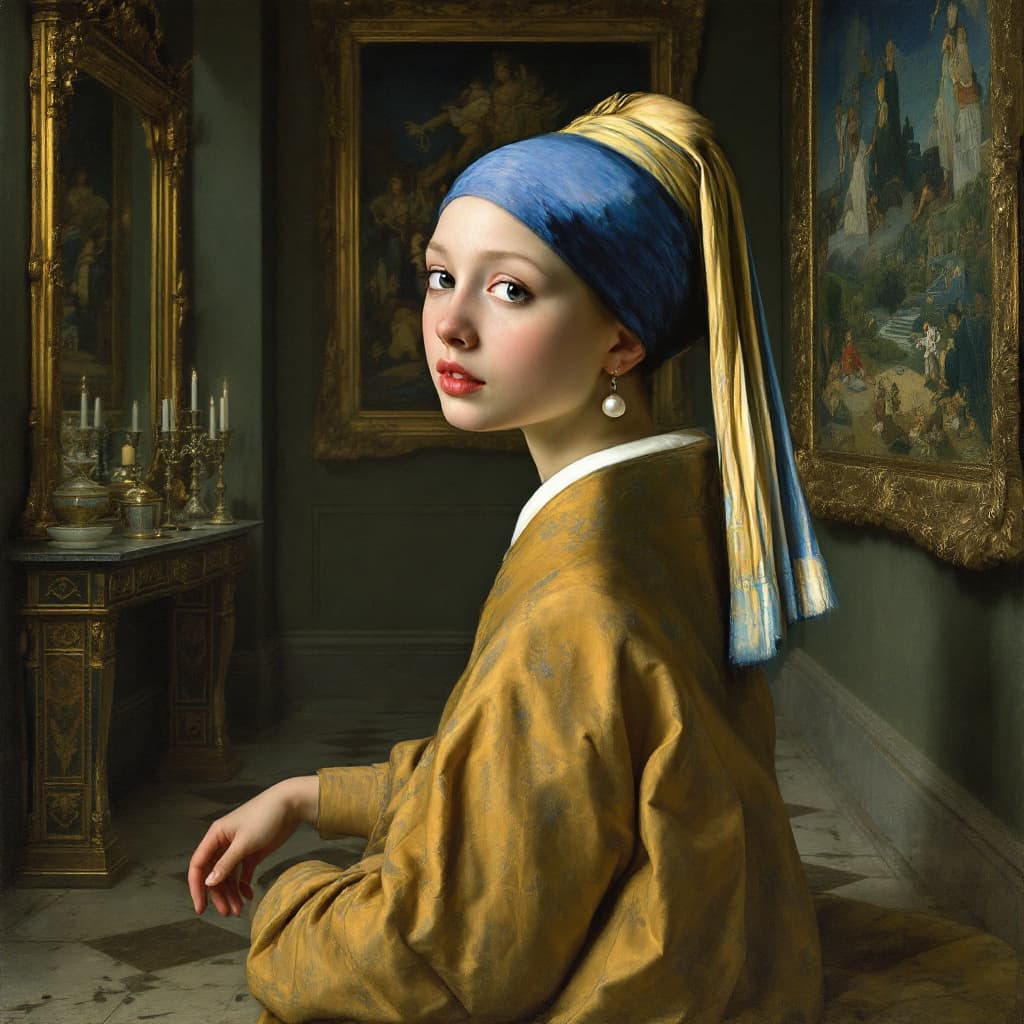 AI generated: Girl with a Pearl Earring
A highly detailed and intricately painted depiction in the style of Palekh...