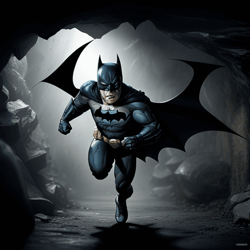 AI generated: Batman run to bat cave ,4 k, ultra hd