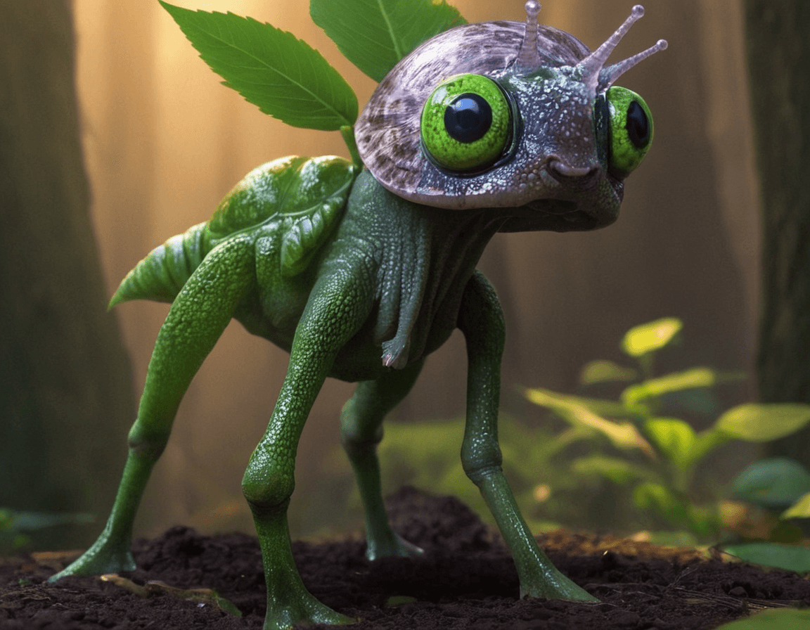 AI generated: a hybrid between snail[0.2] and flower[0.9].it has two large eyes. He also has a sharp nose, 8k ultr...