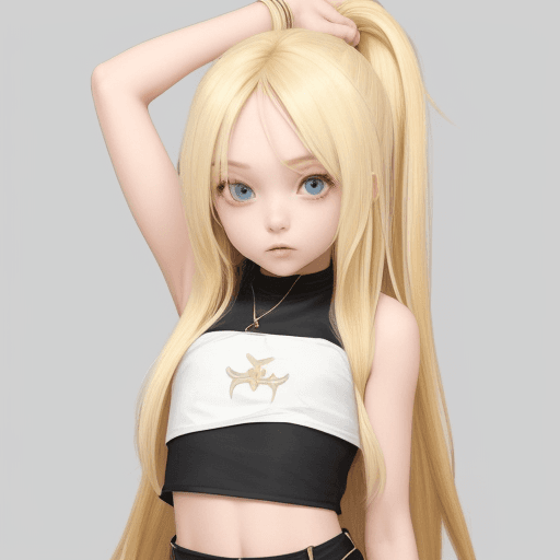 AI generated:  hot long blonde hair girl hot crop top loli