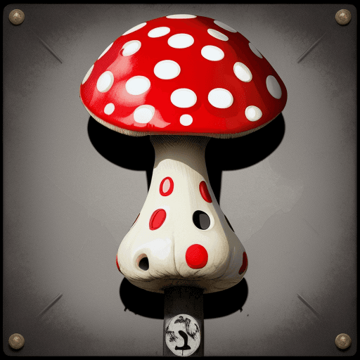 AI generated: A logo with an amanita muscaria mushroom on a road sign in an abstract banksy style avec un style ca...