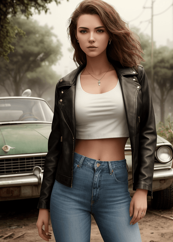 AI generated: a beautiful american model, (half body shot, centered), gracefully posing, skinny with small breasts...