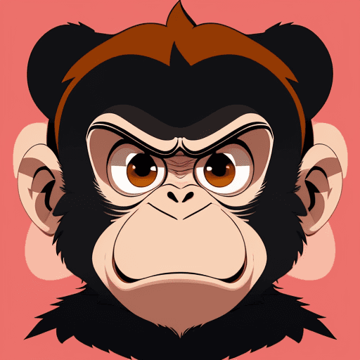 AI generated: vector illustration, cute monkey, angry, watching at camera, cartoon, nft image