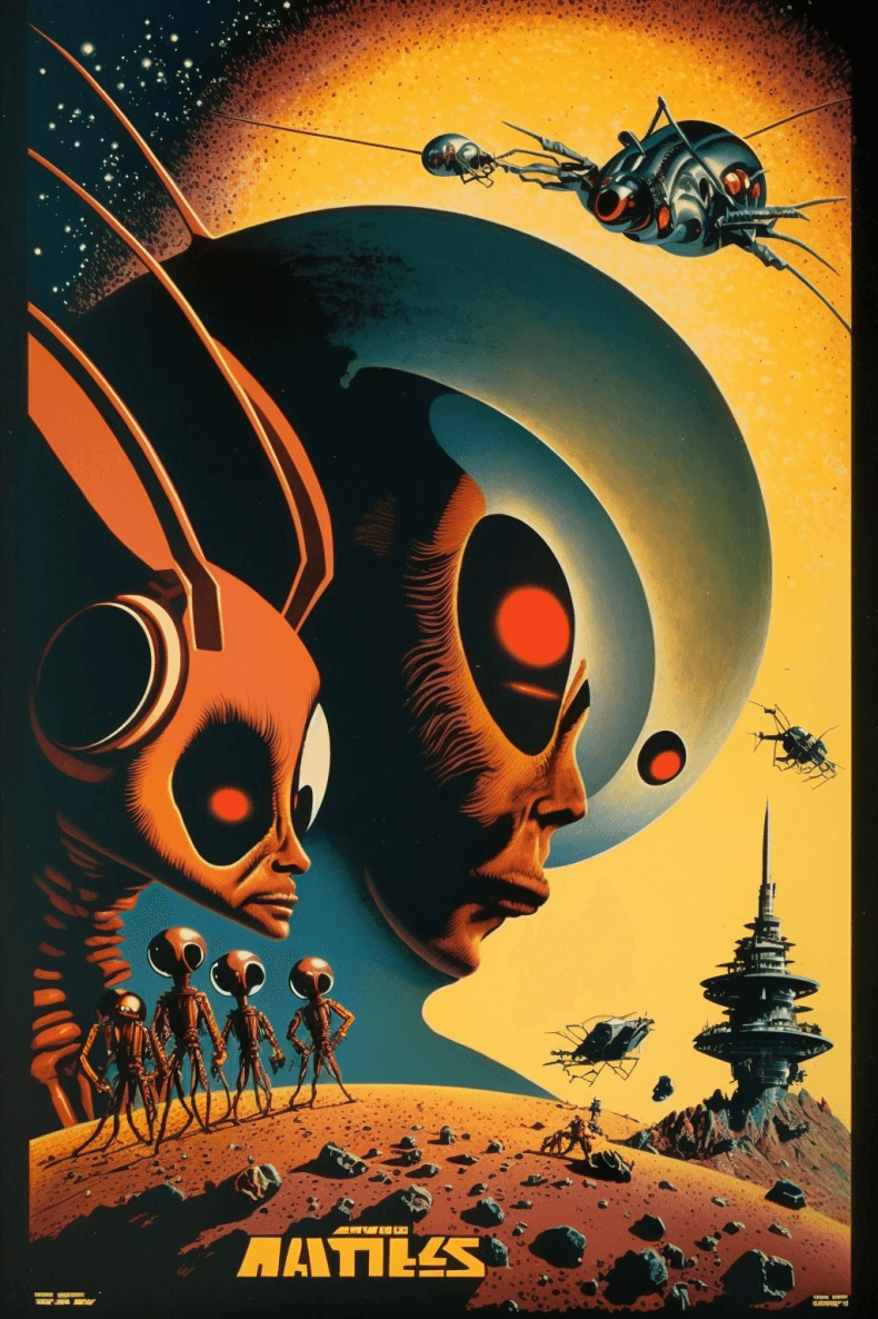 AI generated: A high quality 1970's movie poster of the movie ants in Space, movie poster style --ar 2:3