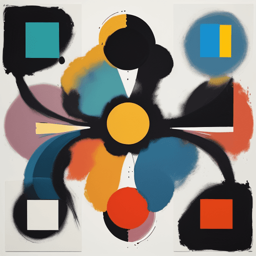 AI generated: A captivating collection of abstract paintings that delve into the connection between color, shape, ...
