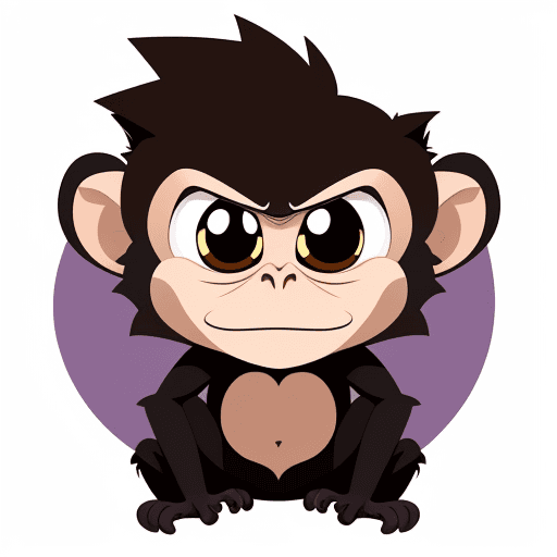 AI generated: vector illustration, cute monkey, angry, watching at camera, cartoon, 4k