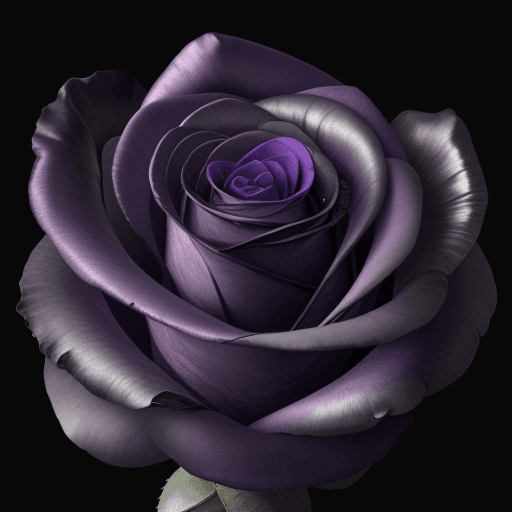 AI generated: A detailed, single stemmed English dark purple Rose partially opened done in a surreal, Chinese wate...