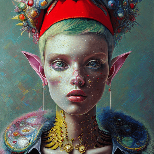 AI generated: mdjrny-v4 style portrait of punk elf, highly detailed, neo-expressionist art by Julian Schnabel and ...