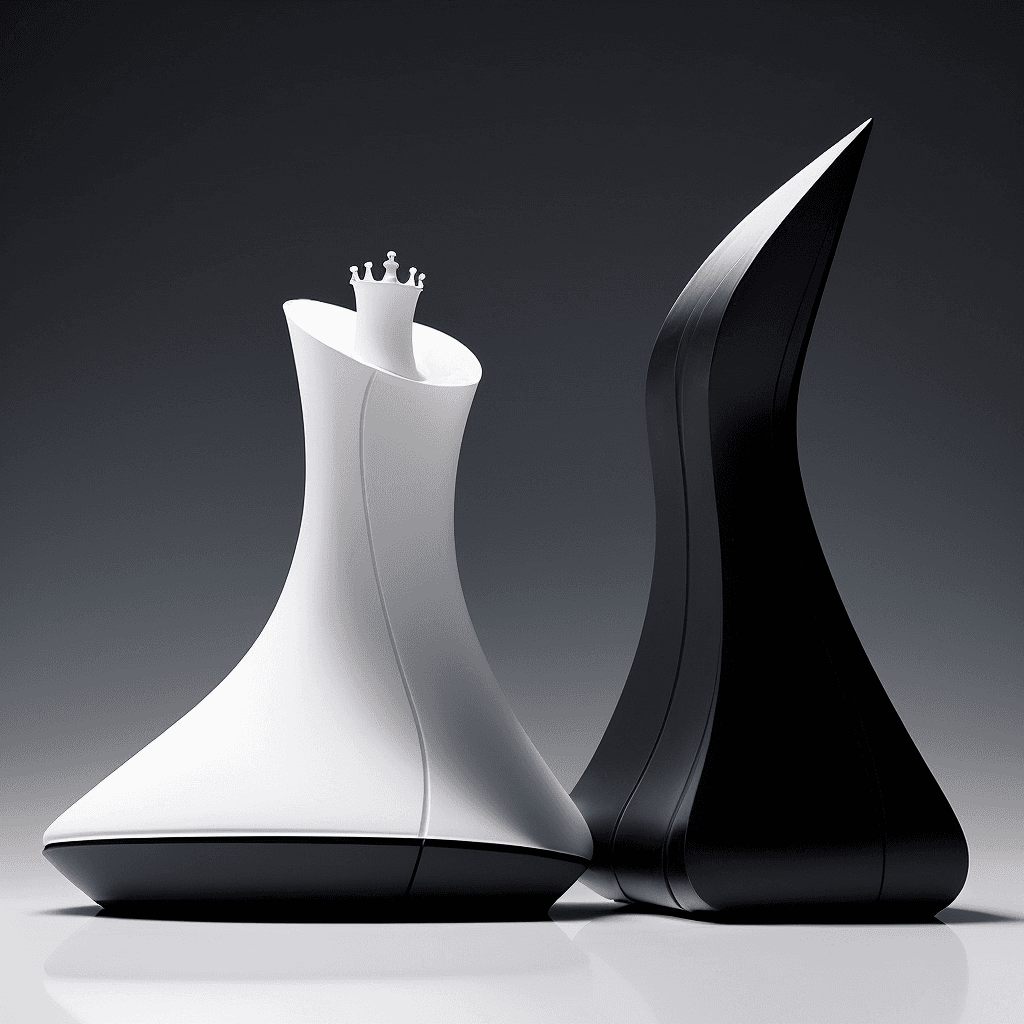 AI generated: incredible chess figure design by zaha hadid futuristic shape