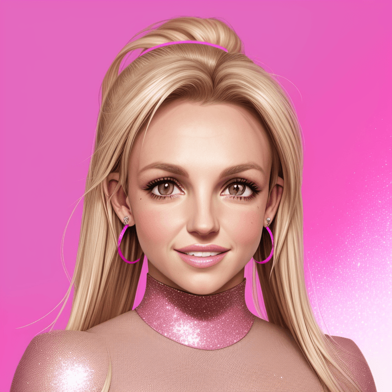 AI generated: BRITNEY SPEARS animated headshot, 4K texture, white background, flat hair style, original album cove...