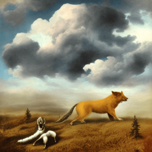 AI generated: pantera saliendo entre las nubes, con un bosque de fondo
