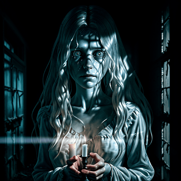 AI generated: an ultra realistic ethereal portrait of a paranormal ghost humanoid investigator, long messy hair, e...