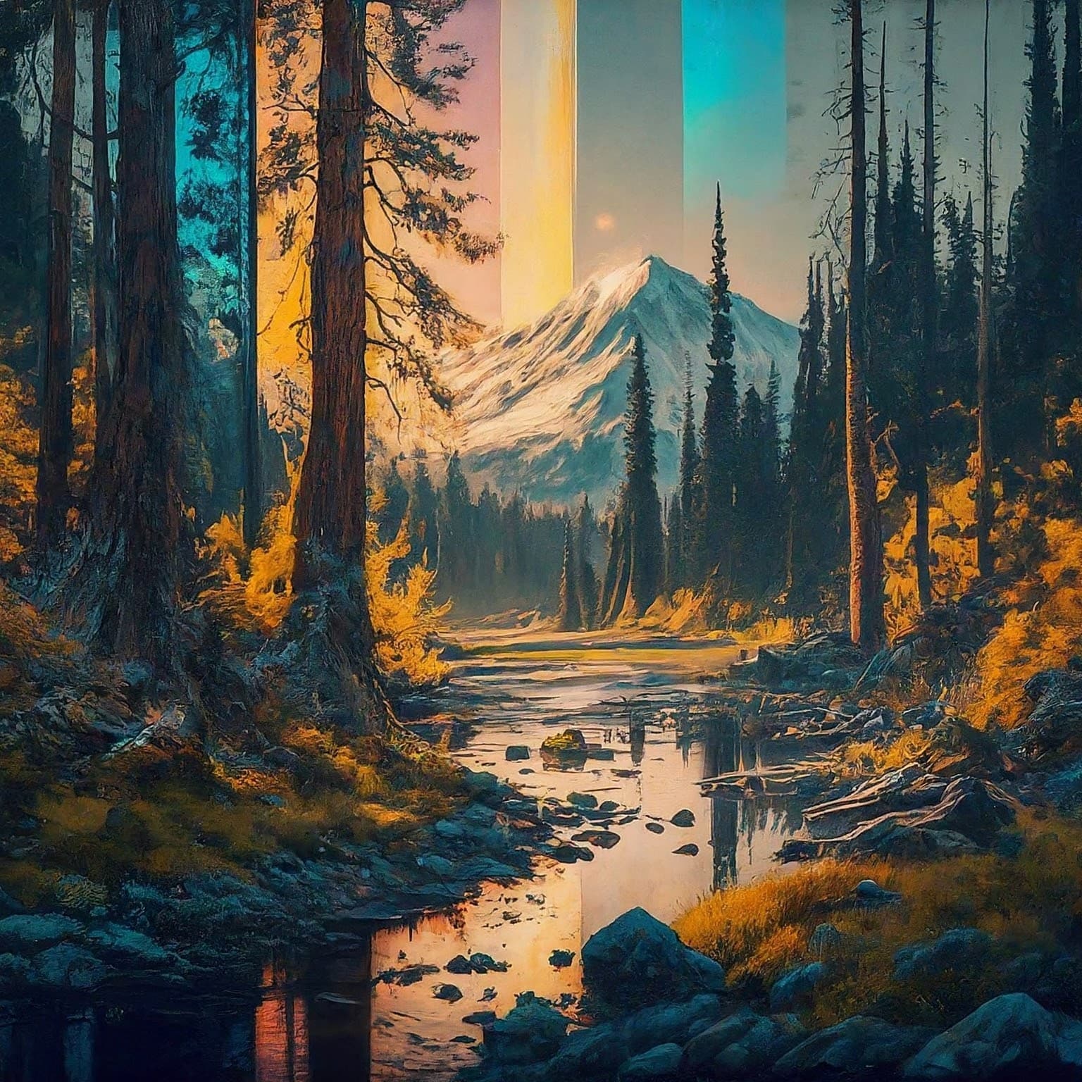 AI generated: Explore the future of painting with a holographic approach. Use luminous layers to overlay scenes , ...