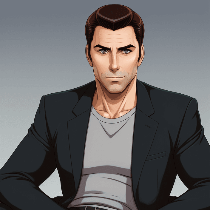 AI generated: Portrait of Sterling Archer as anime character