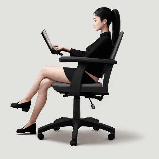 AI generated: An ergonomic chair that promotes good posture, inspired by Japanese calligraphy brush design, natura...
