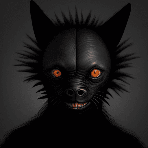 AI generated: Horror black creature,scary animal,sore face,