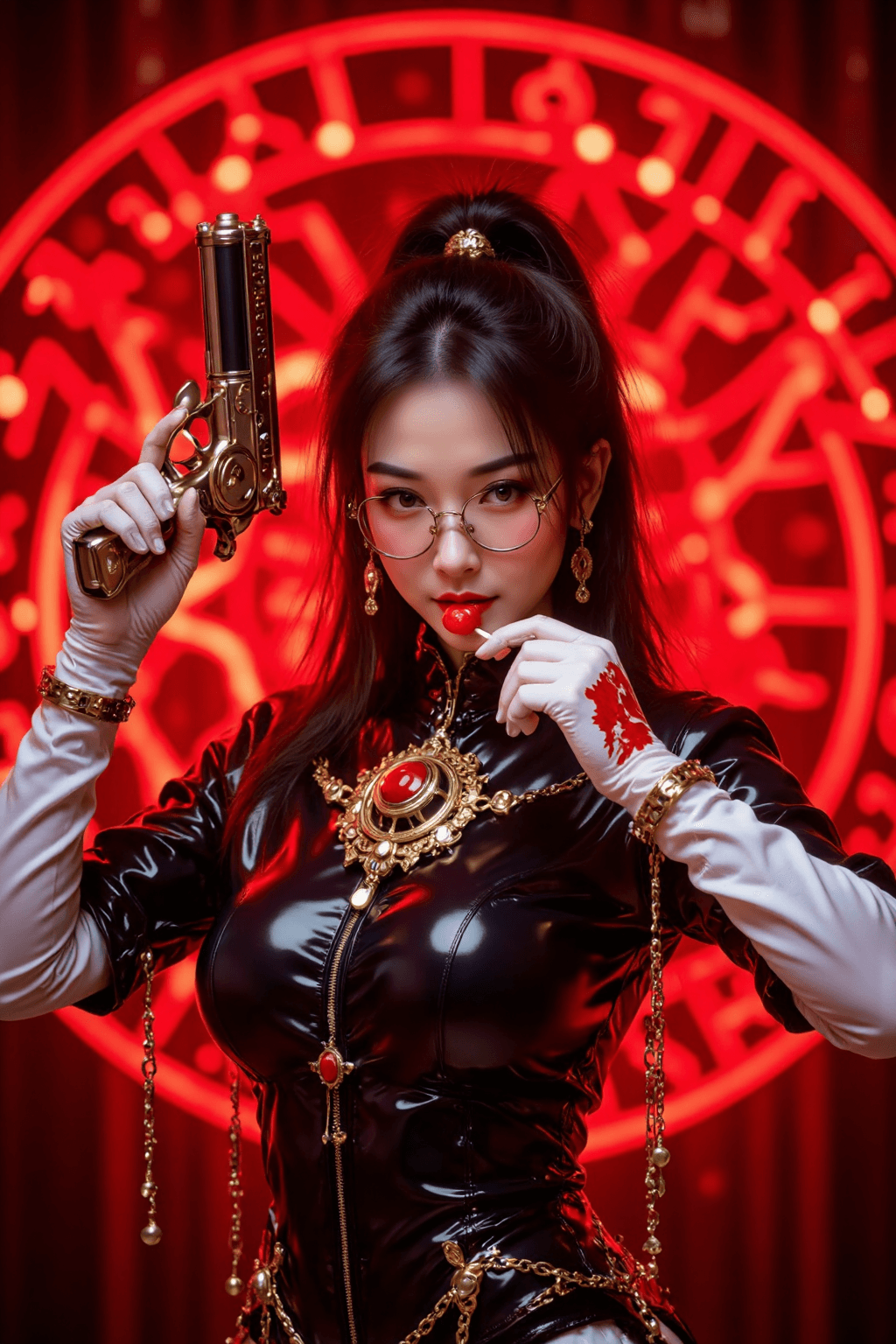 AI generated: A professional, ultra-detailed, cinematic cosplay photograph of a woman flawlessly portraying the ic...