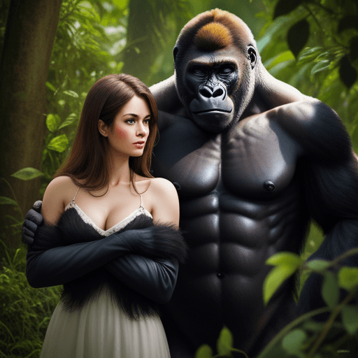 AI generated: gorilla and woman