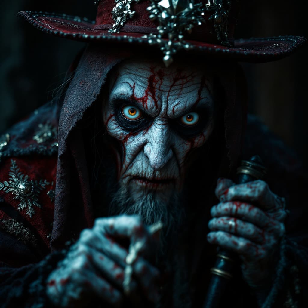 AI generated: hyper-realistic (fabled character tale1:3) from the dark kingdom, with detailed eyes, clothes are in...