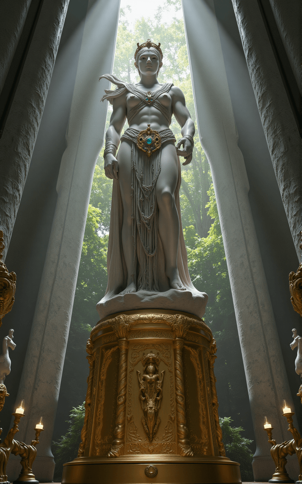 AI generated: a breathtaking masterwork of a smooth granite statue, exuding timeless elegance and regal authority,...