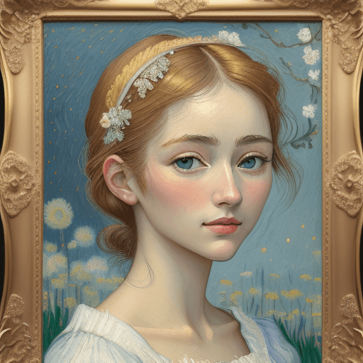 AI generated: highly detailed painting, woman, 20-25 years old, stunning, delicate features, in the style of art n...