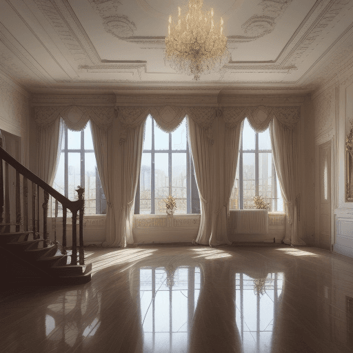 AI generated: Prompt for a beautiful mansion in a beautiful environment of 10 to 13 flats, upstairs
