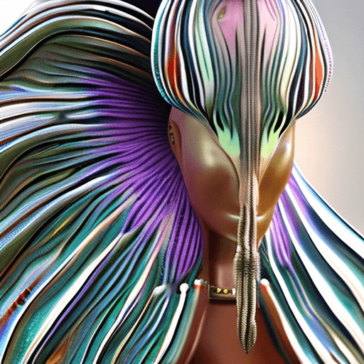 AI generated: Goddess close-up portrait ribcagel. jellyfish phoenix head, nautilus, orchid, skull, betta fish, bio...