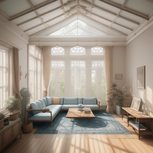 AI generated: High resolution photography interior design, dreamy sunken living room conversation pit, wooden floo...