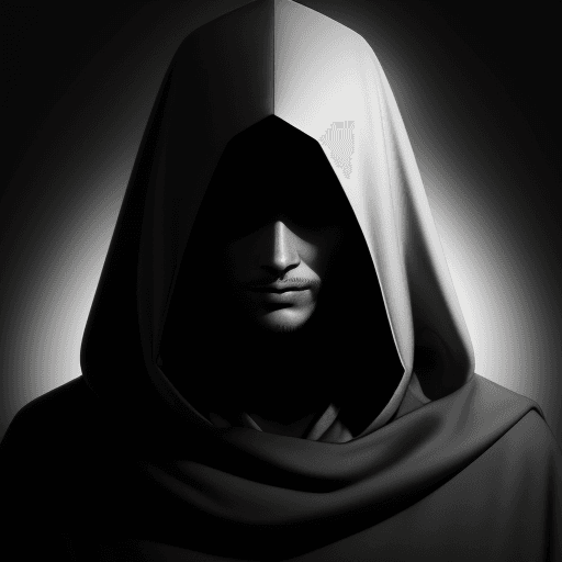 AI generated: mysterious person in black and white, intelligent, will revolutionize the world with an emerging lig...