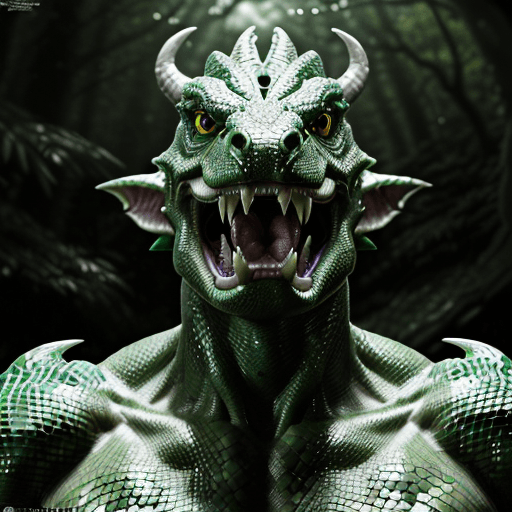 AI generated: ultra realistic photo, fantasy character portrait, male dragonkin, emerald dragonborn, muscular buil...