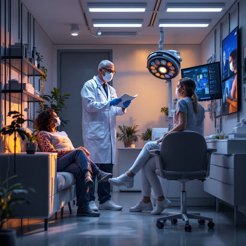 AI generated: MODERN DOCTORS PRACTICE BRIGHT COZY GOLDEN HOUR LIGHT