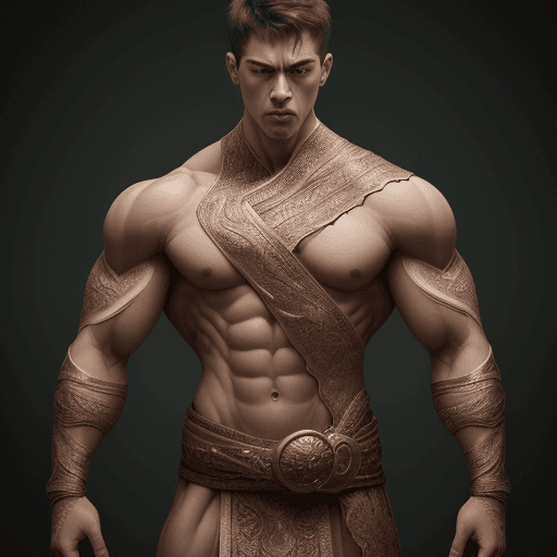 AI generated: Man With muscular body, half body shot of showing detailed of stomachache, striking image captures, ...