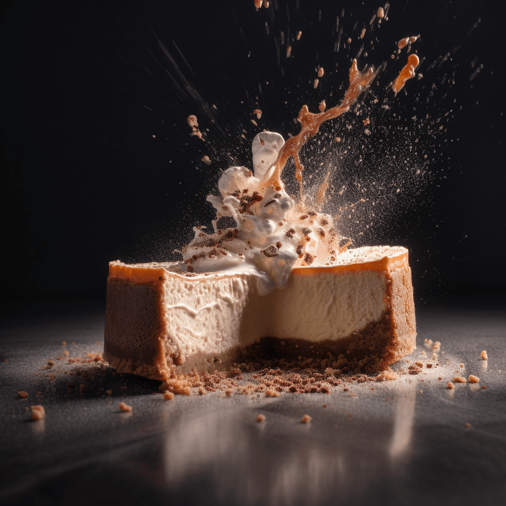 AI generated: an amazing photo of delicious slice cheesecake dropping,food photography,gourmet,powerful sugar expl...