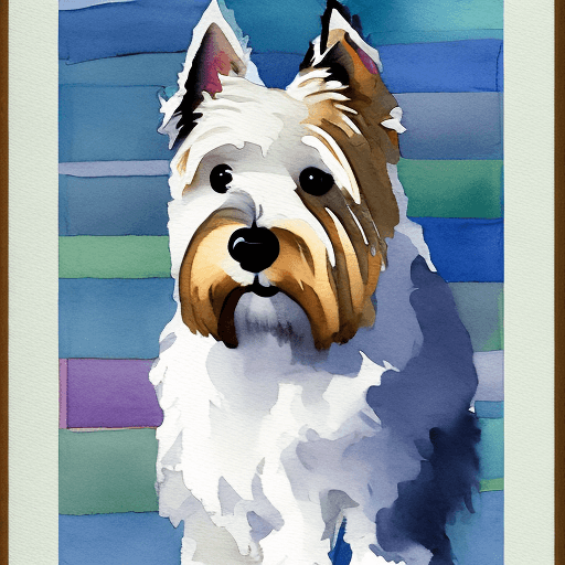 AI generated: a poster "A Family Veterinarian" with a West Highland Terrier watercolor portrait, on the bottom of ...