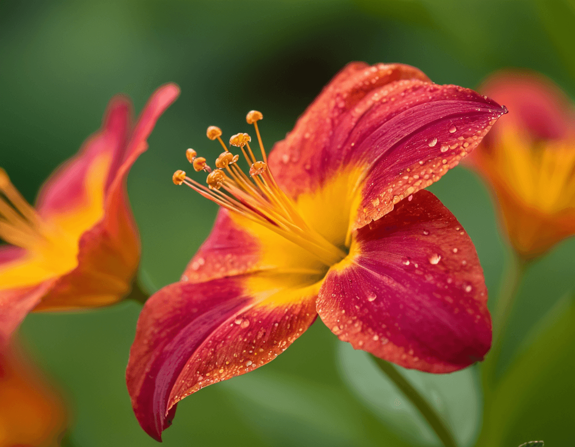 AI generated: Macro photograph of a vibrant flower in full bloom, showcasing intricate petal details, soft gradien...