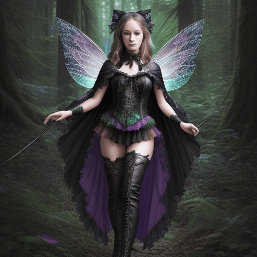 AI generated: Ultra Realistic colorful jewel tones photograph of detailed full body costume on whimsical nature fa...