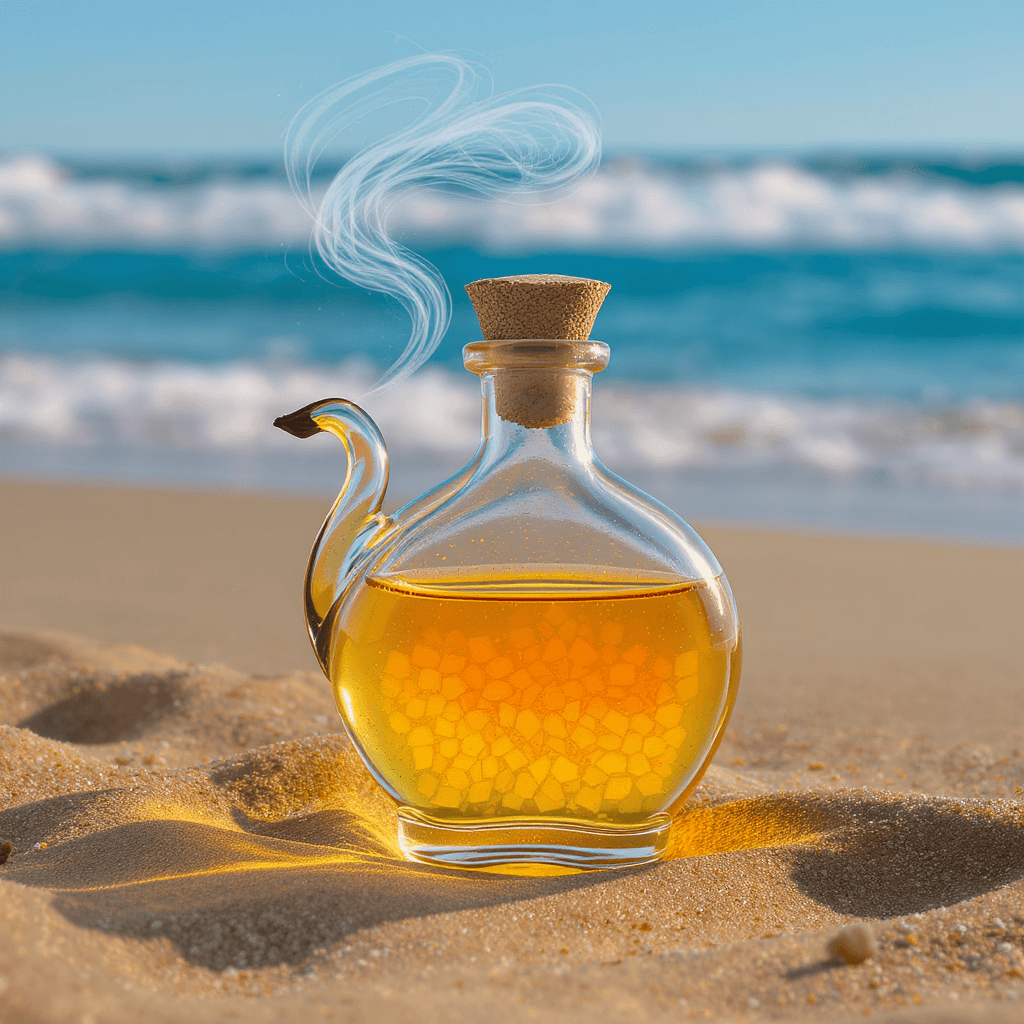 AI generated: Image of a genie in a bottle on a beach