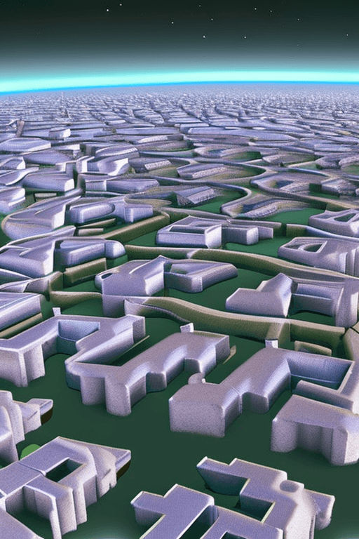 AI generated: sustainable metaverse.  Earth life is based off this world and revolves around it,  unreal engine, g...