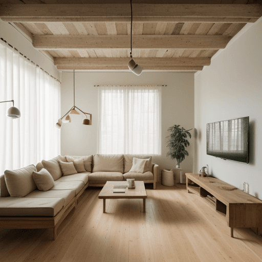 AI generated: high resolution photography interior design, talking pit, wooden floor, huge windows, Iuxury style f...