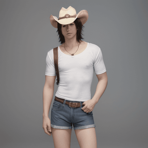 AI generated: Male anime shortless wearing cowboy hat