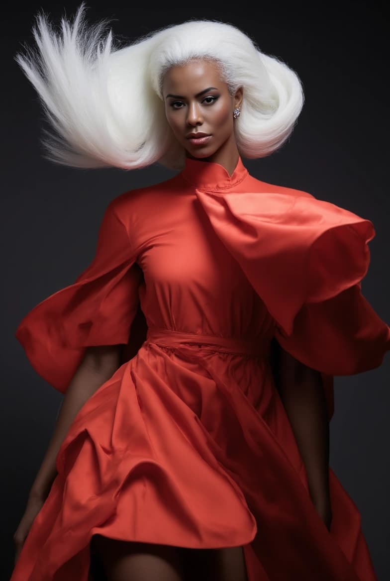 AI generated: The atmosphere of the picture is highly stylized and dramatic, evoking a sense of haute couture and ...