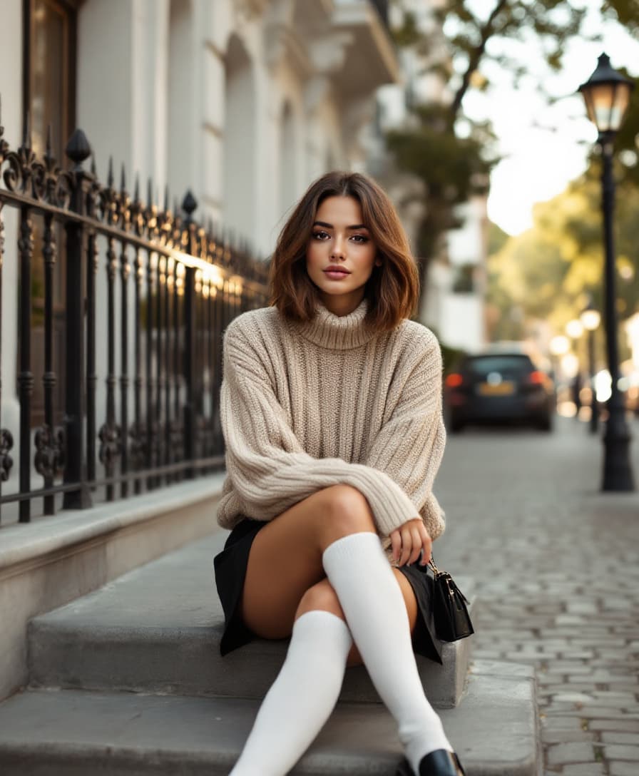 AI generated: perky young mixed Portuguese and Moroccan woman with chestnut-colored hair is styled in a blunt bob....