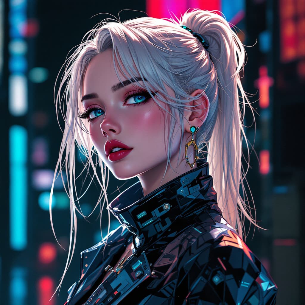 AI generated: snthwve style| portrait of an anime Ghibli Akihiko Yoshida style| beautiful hot woman| cyberpunk| sy...