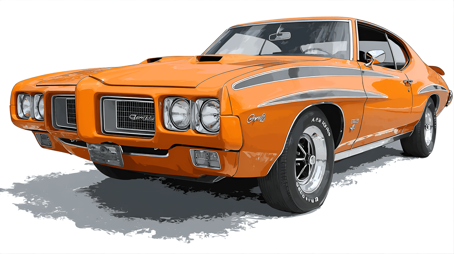 AI generated: stylish 1969 Pontiac GTO Judge, with its aggressive front end, , illustrated as a vintage clipart on...
