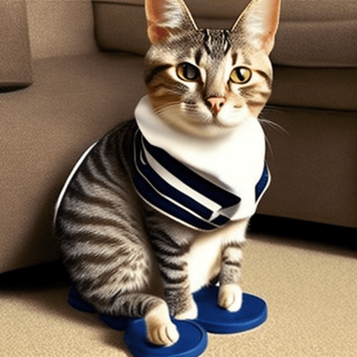 AI generated: Cat wearing human pants, sitting