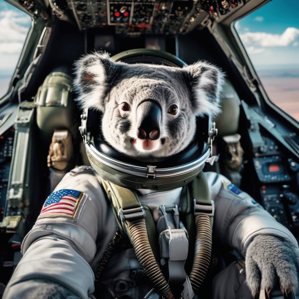 AI generated: a detailed realistic photo of a koala in a space suit, helmet and visor