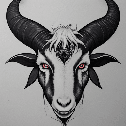AI generated: NEO TRADITONAL EVIL GOAT TATTOO DESIGN, BOLD LINES
