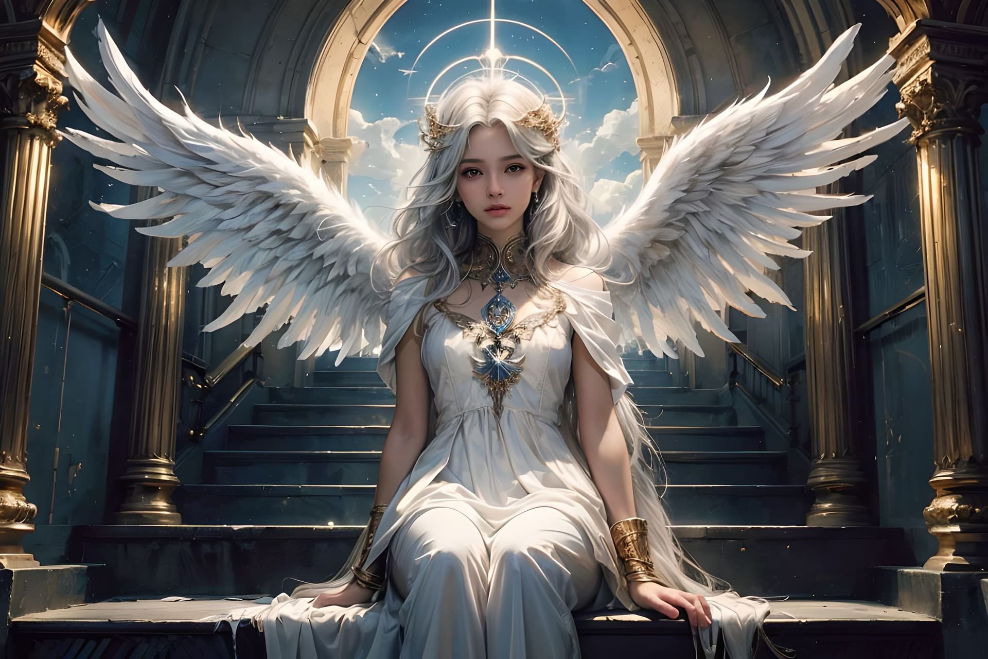 AI generated: perfect anatomy, masterpiece, Rich clouds,on the clouds,Celestial Voices,Gateway to Heaven,radiantly...