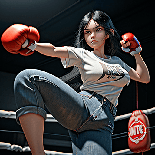 AI generated: disney pixar visual of a 17 year old girl with long, black hair wearing a white shirt including jean...