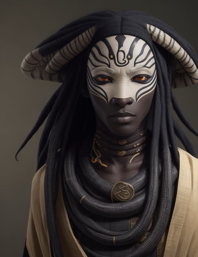 AI generated: hiperrealistic Orochimaru in african costume